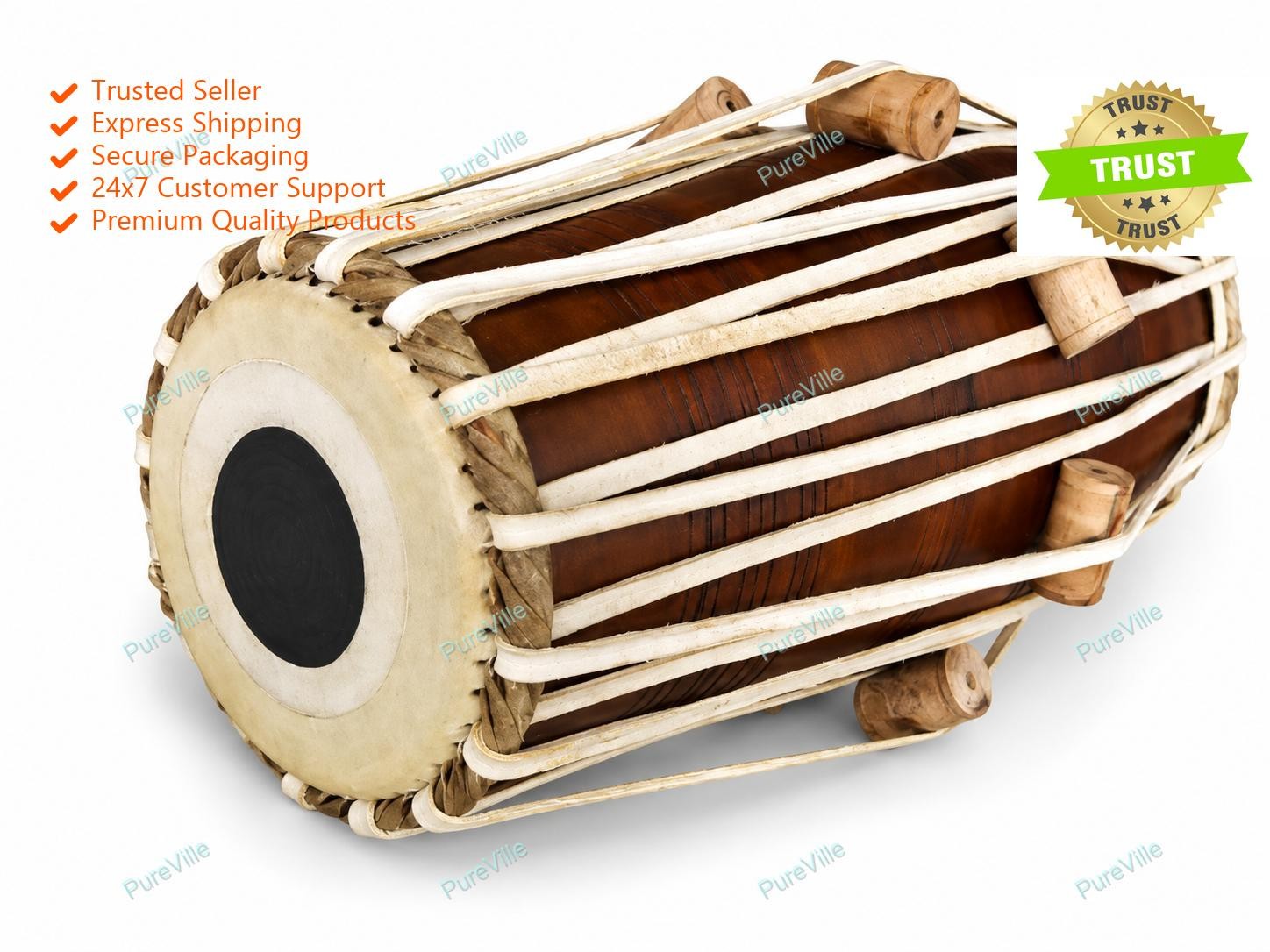 Indian Professional Classical traditional barrel-shaped Pakhawaj With Bag