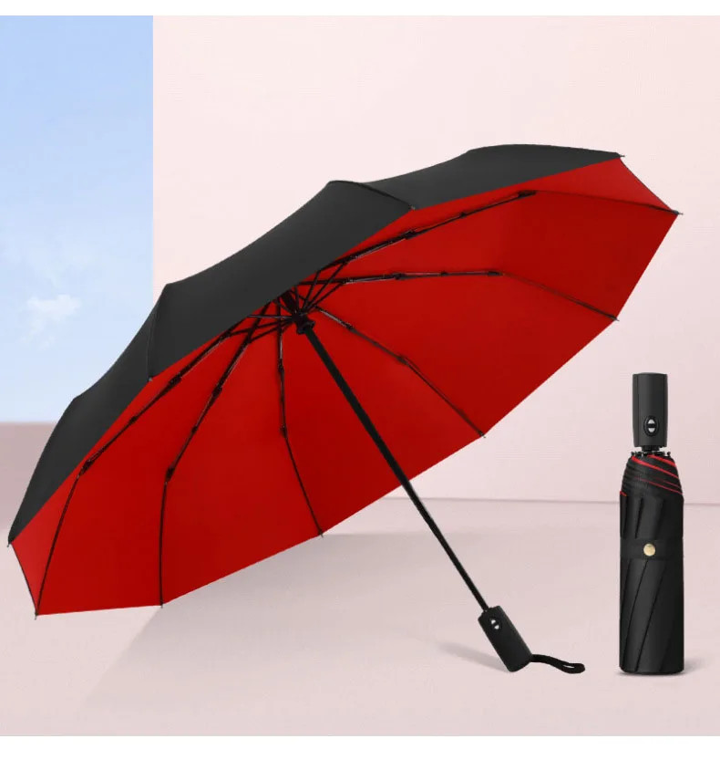Large solid color one click automatic folding double-layer umbrella cloth umbrel