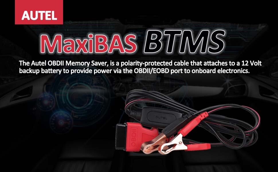 New AUTLE MaxiBAS BTMS OBDII OBD2 Memory Saver Polarity-protected cable