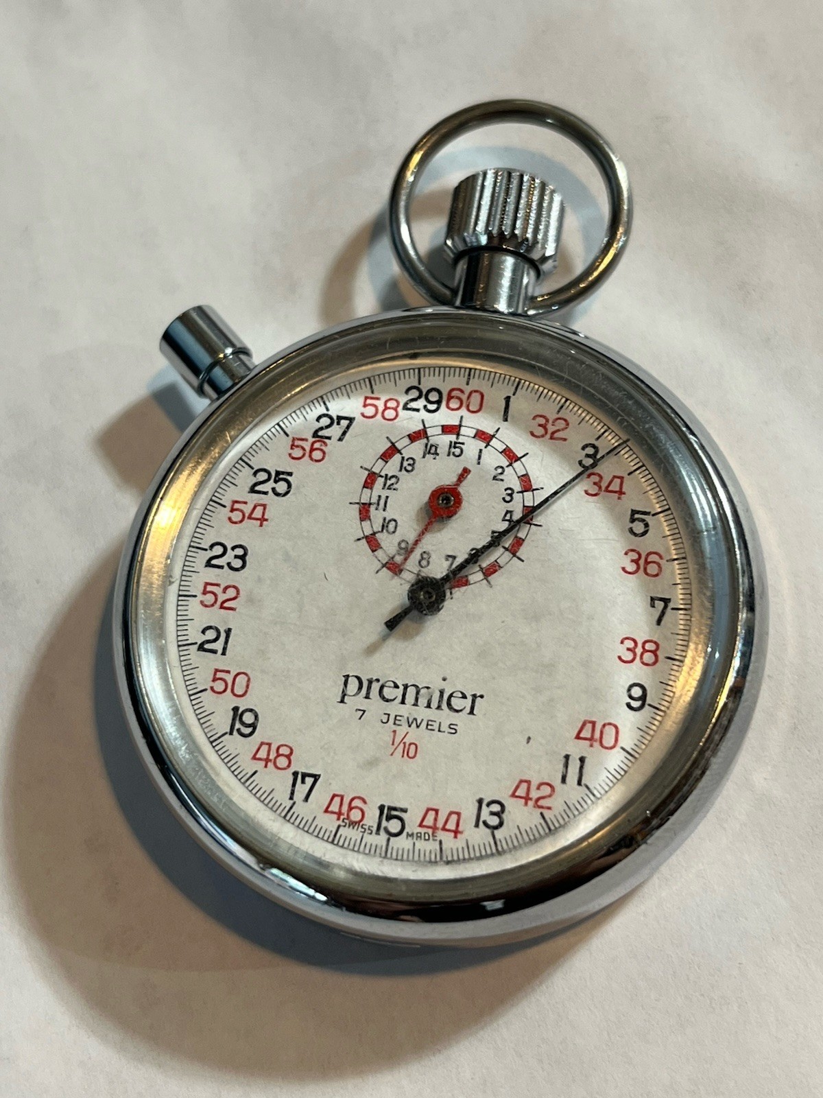 Vintage Working Premier 7 Jewel Split Second Chronograph Shockproof Stop Watch