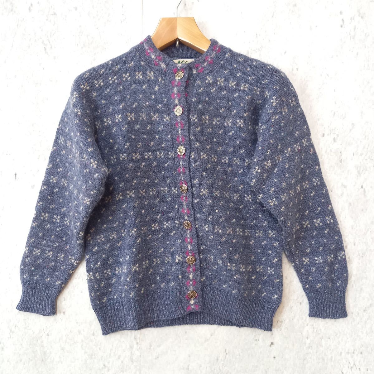 REI Vintage used clothing USRD Knit Cardigan Bird's Eye USA Blue