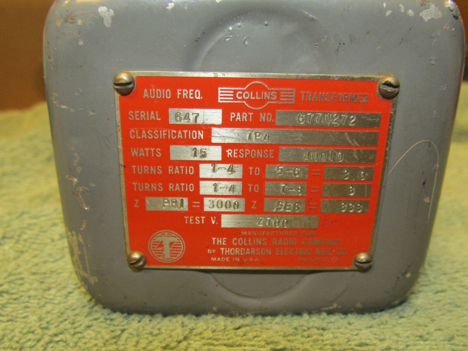 Vintage Thordarson For Collins Audio Transformer