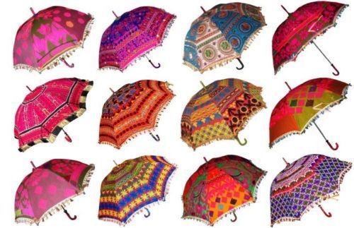 Indian TRADITIONAL UMBRELLAS WHOLESALE LOT INDIAN PARASOL RAJASTHANI DECOR 3 pc