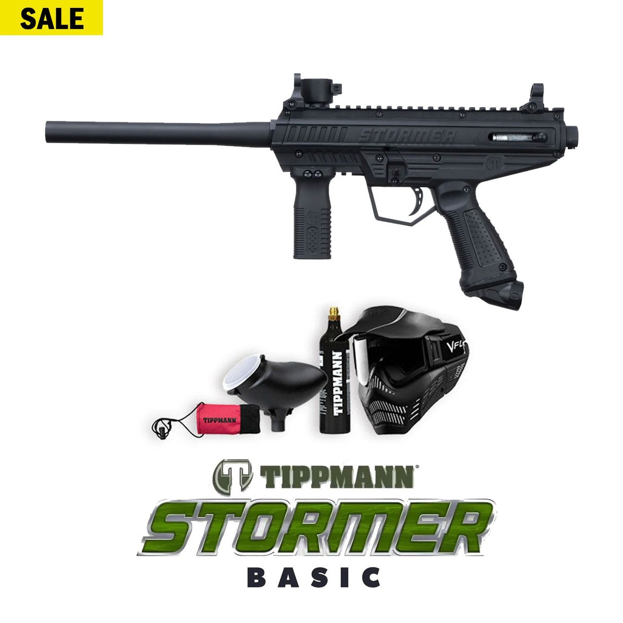 Tippmann Stormer Basic Black Friday Package - Marker, Mask, Hopper & CO2 Tank