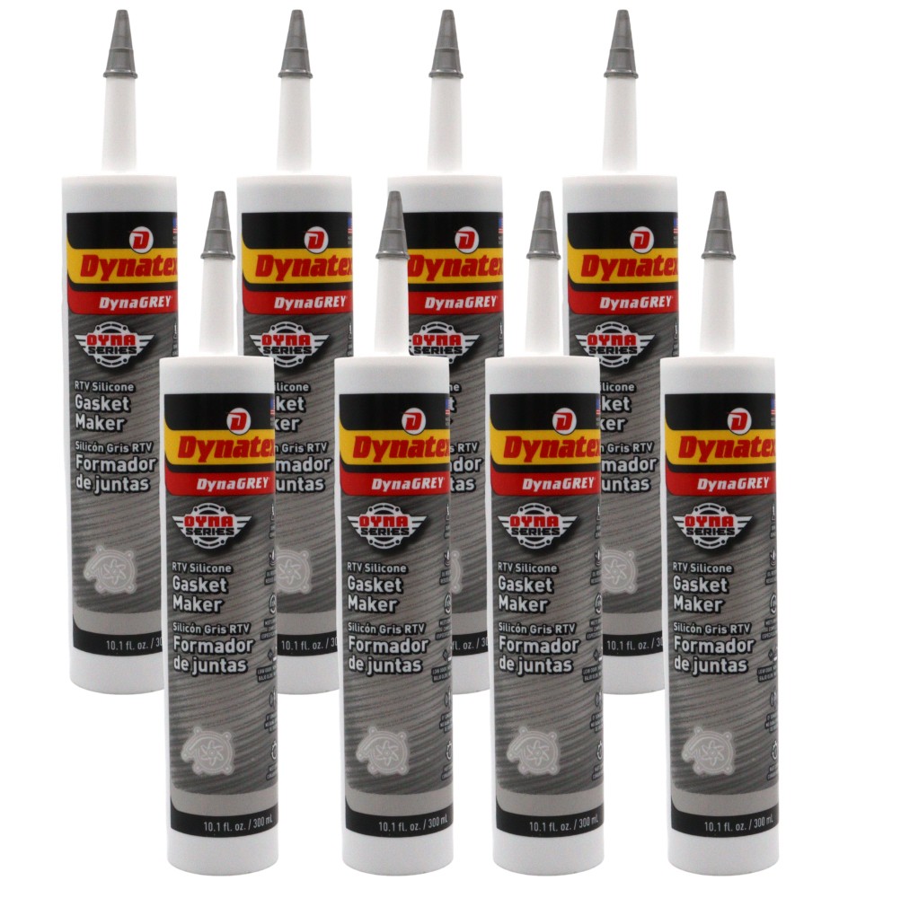 Dynatex DynaGrey RTV Silicone Gasket Maker 10.1oz Caulk Tube USA Made [8-Pack]