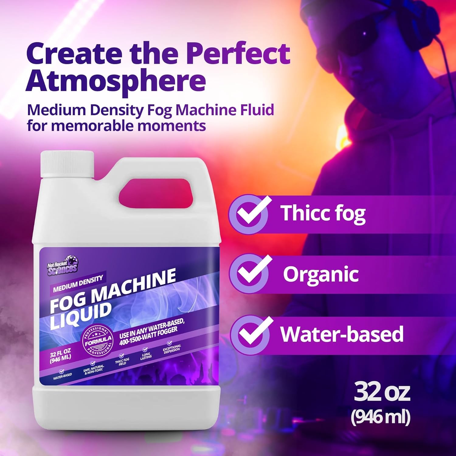32oz Fog Machine Liquid Smoke - Medium Density Machine, 32 oz (1 Quart)