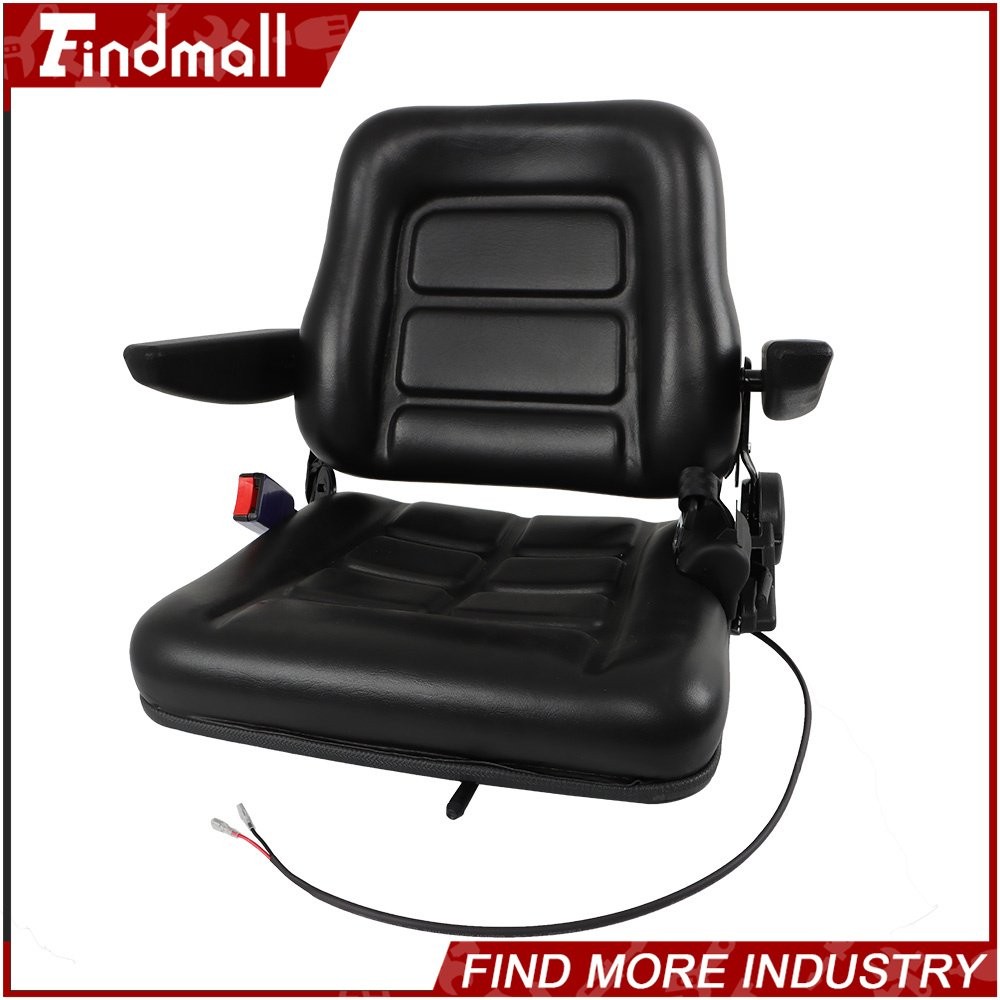 Findmall Fold Down Forklift Seat w/ Armrest Safety Belt Excavator Tractor Loader