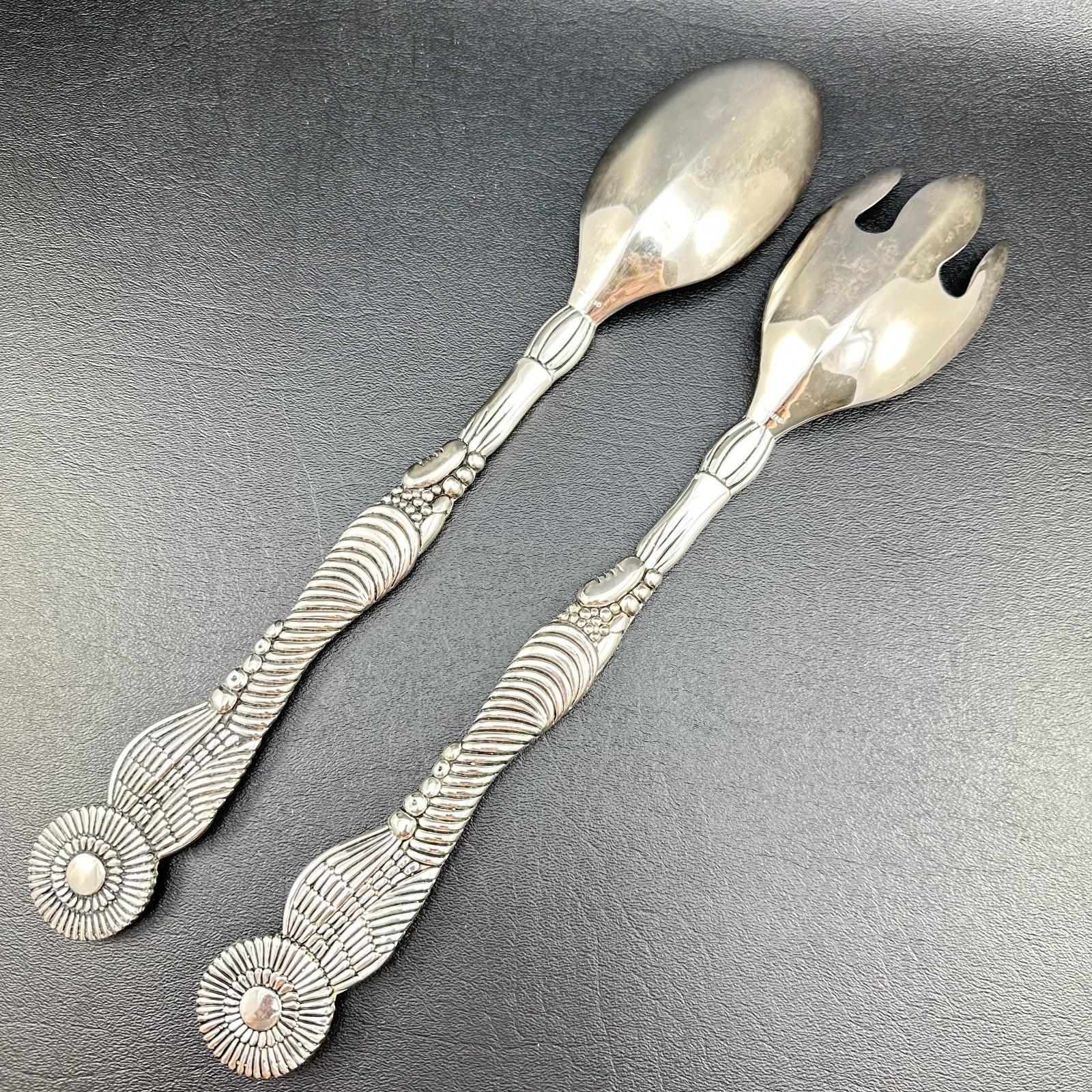 Godinger Silver Plate Turkey Serving Set Fork & Spoon Thanksgiving Dinner 13"