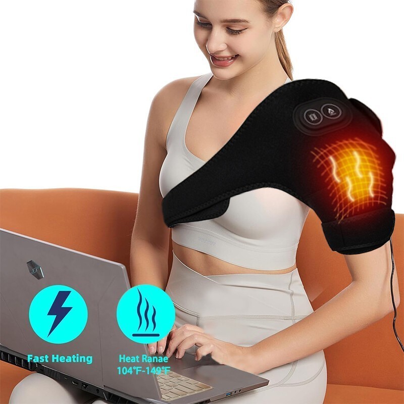Electric Heated Shoulder 3 In1 Massager Brace with Vibration Joint Pain Relief