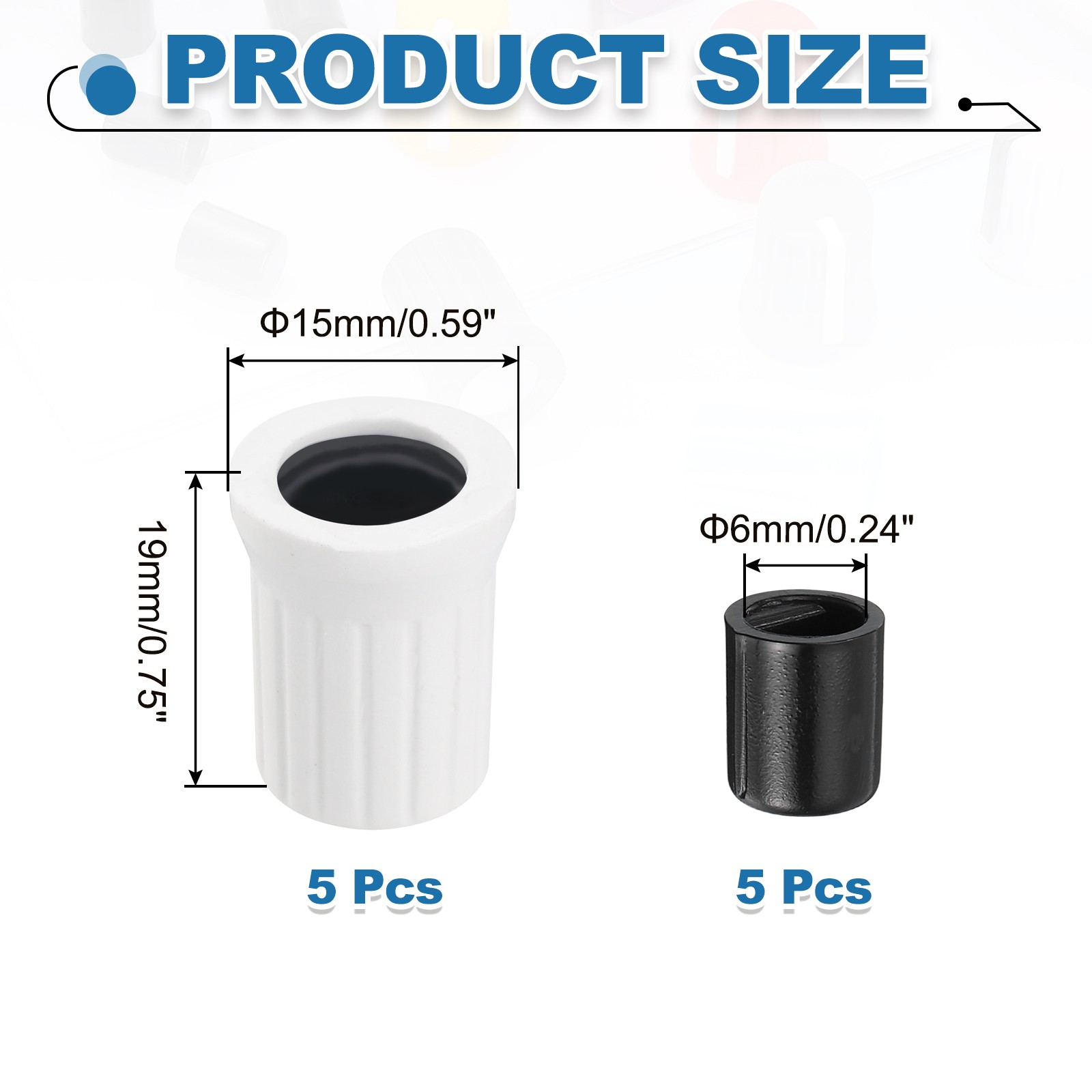 5pcs Potentiometer Knobs,Rubber Guitar Volume Tone Rotary Knob(White Black)