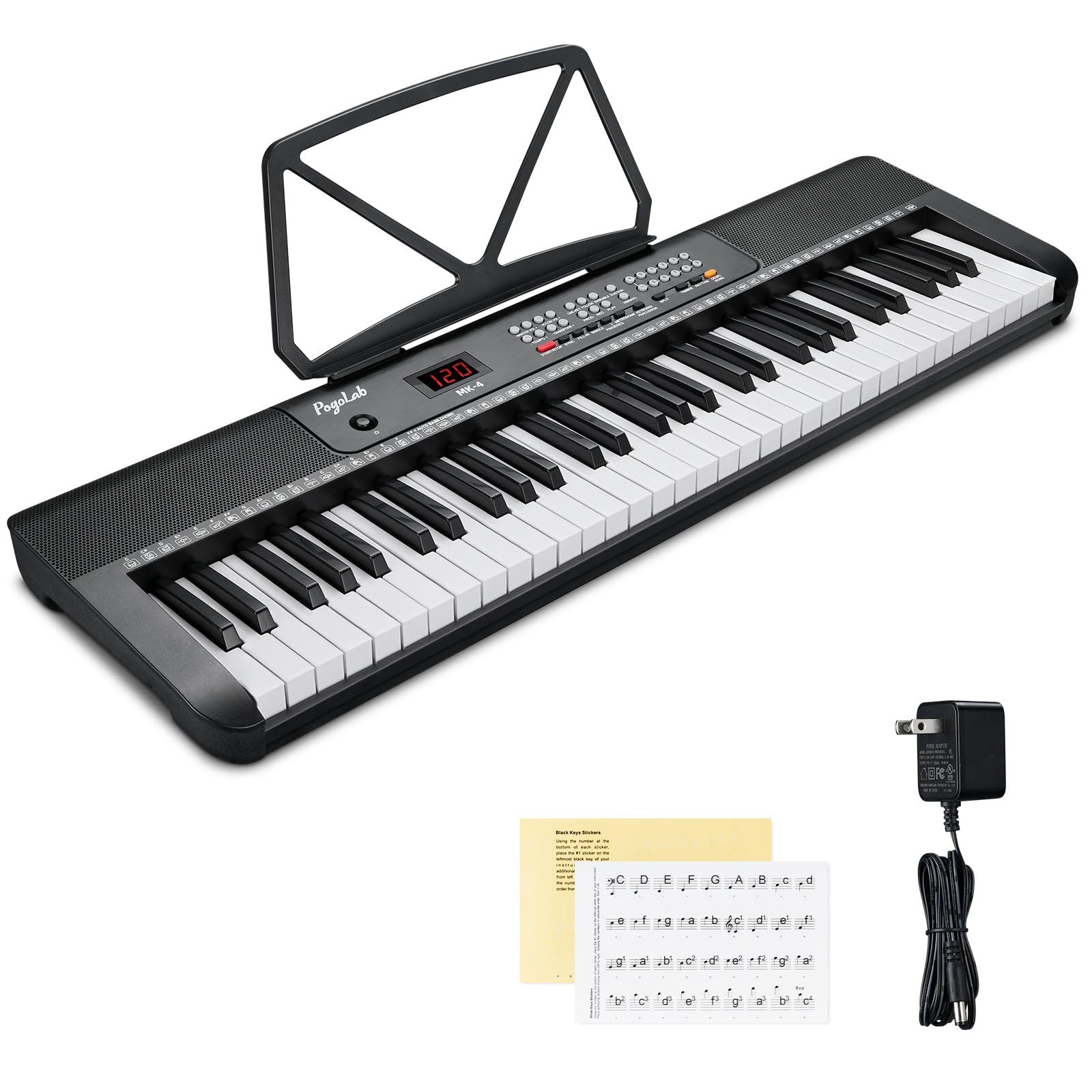 61 Keys Compact Keyboard Piano, Multi-Function Electronic Piano with 255 Soun...