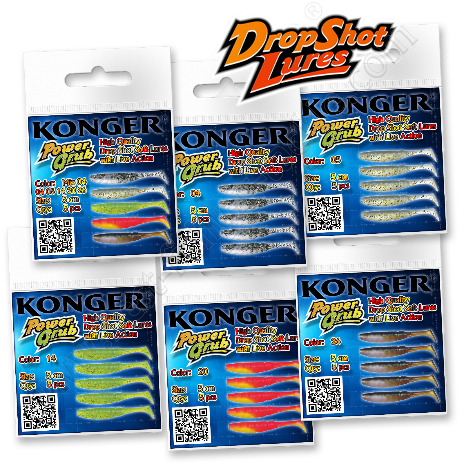 Drop Shot Soft Lures 5cm 2'' Hook Bait Set 04 Micro Fish Perch Predator Fishing