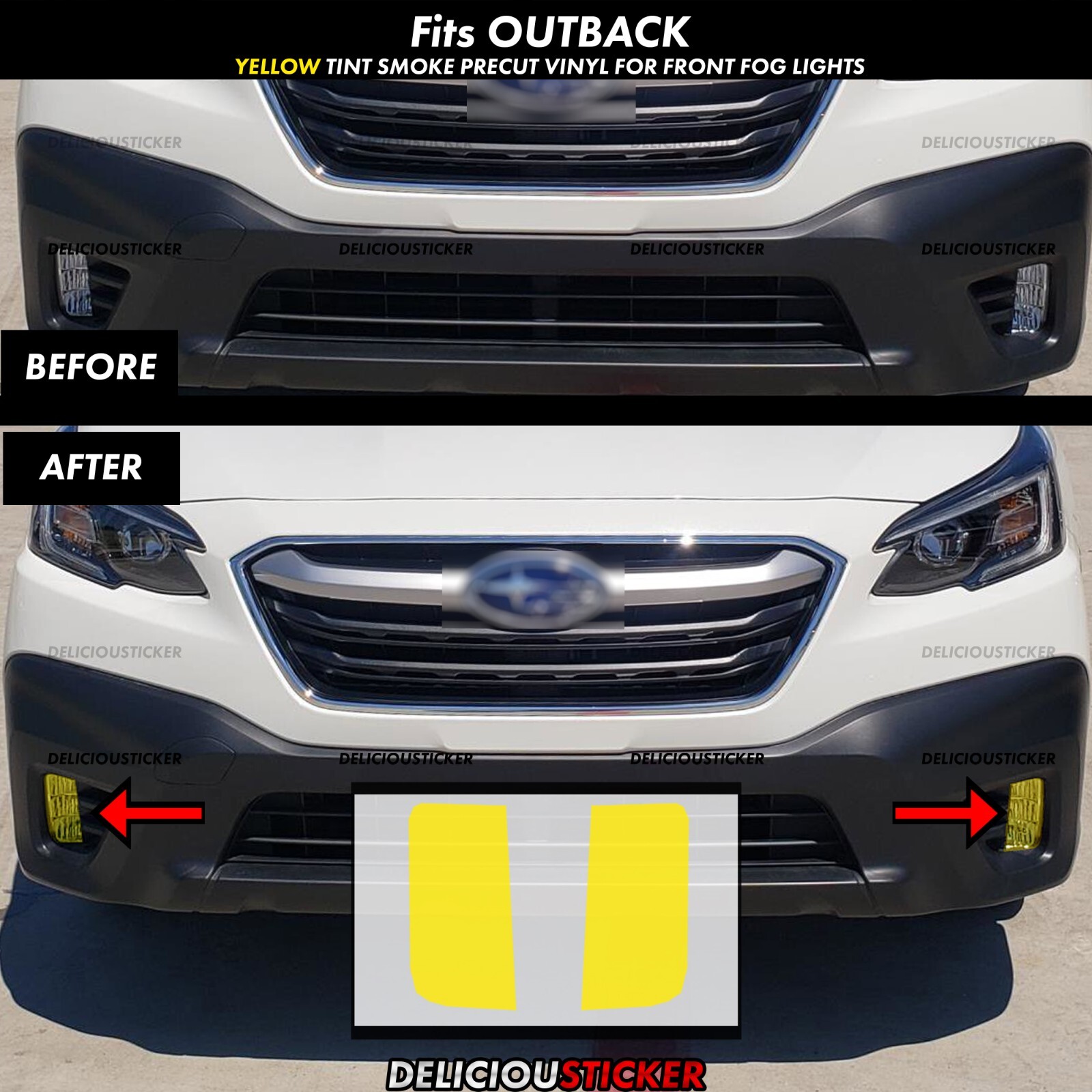 FOR 20-22 Subaru Outback Yellow Fog Light Front PreCut Vinyl Tint Decal smoke