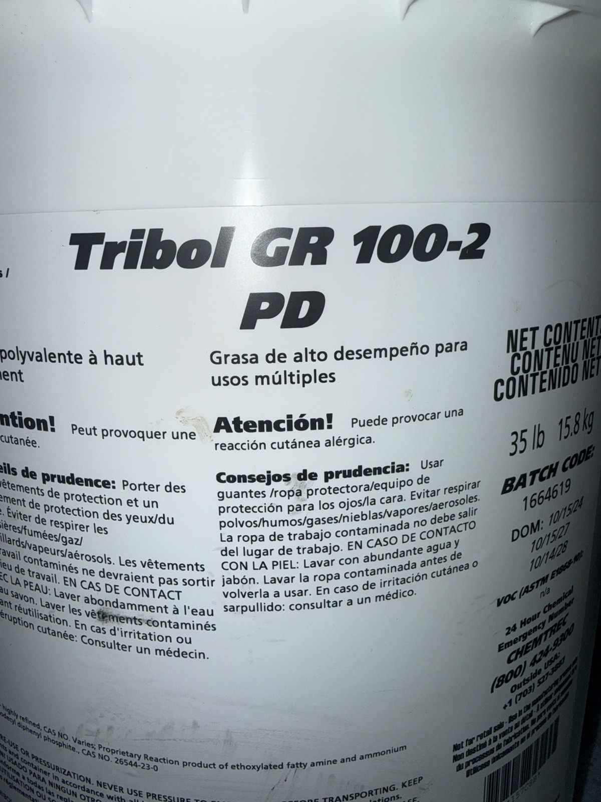 Castrol Tribol Gr 100-2 Pd Lithium Grease 35 lb pail