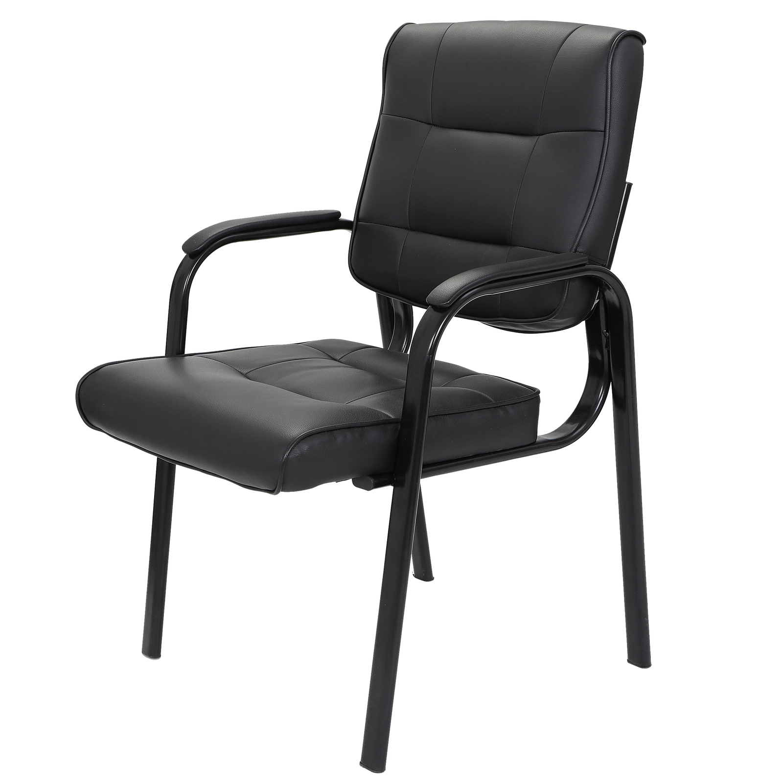 1/2/3/4 PCS Leather Guest Reception Waiting Room Office Desk Side Chairs Black