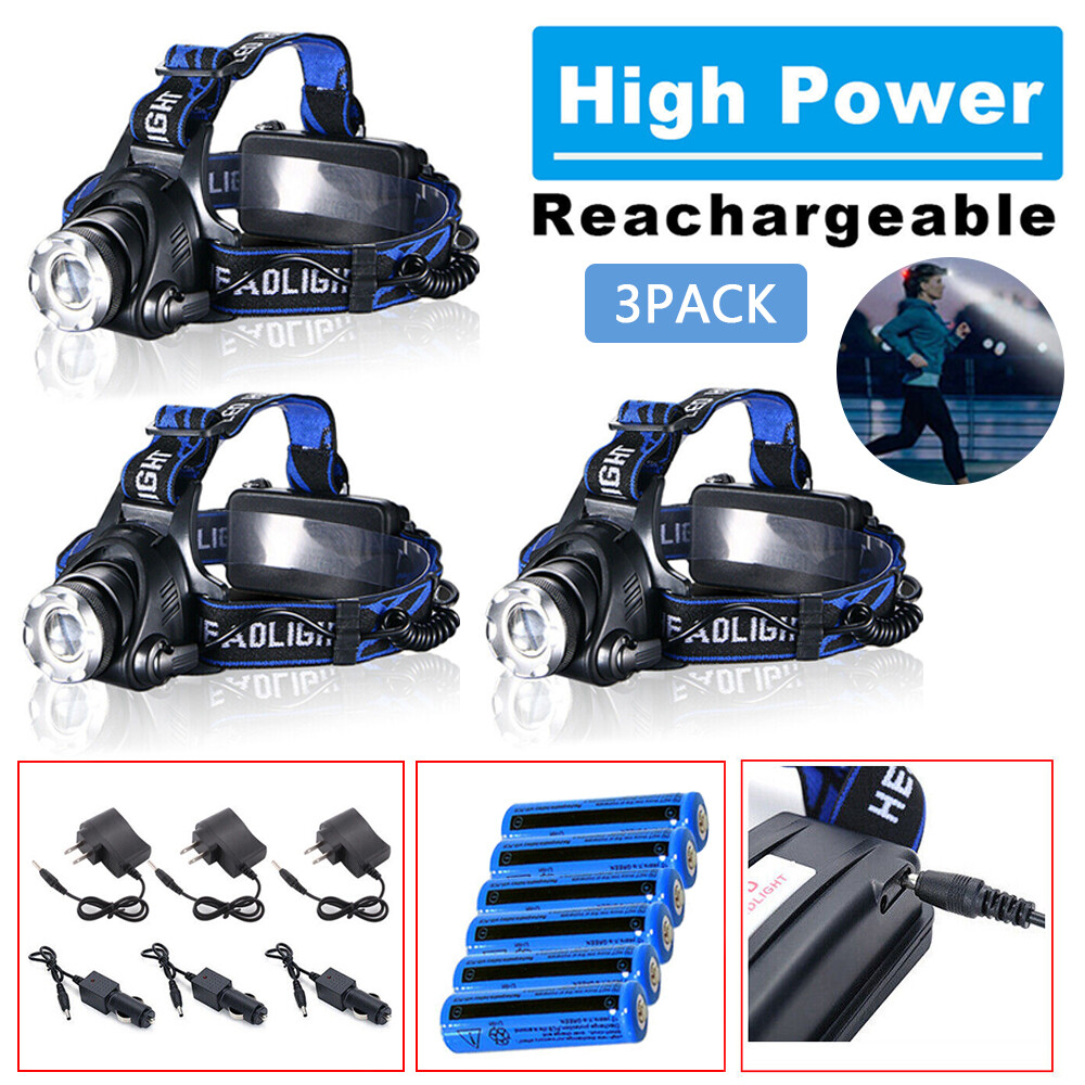 3× 9900000LM Powerful Rechargeable LED Headlamp Home Camping Tactical Headlight