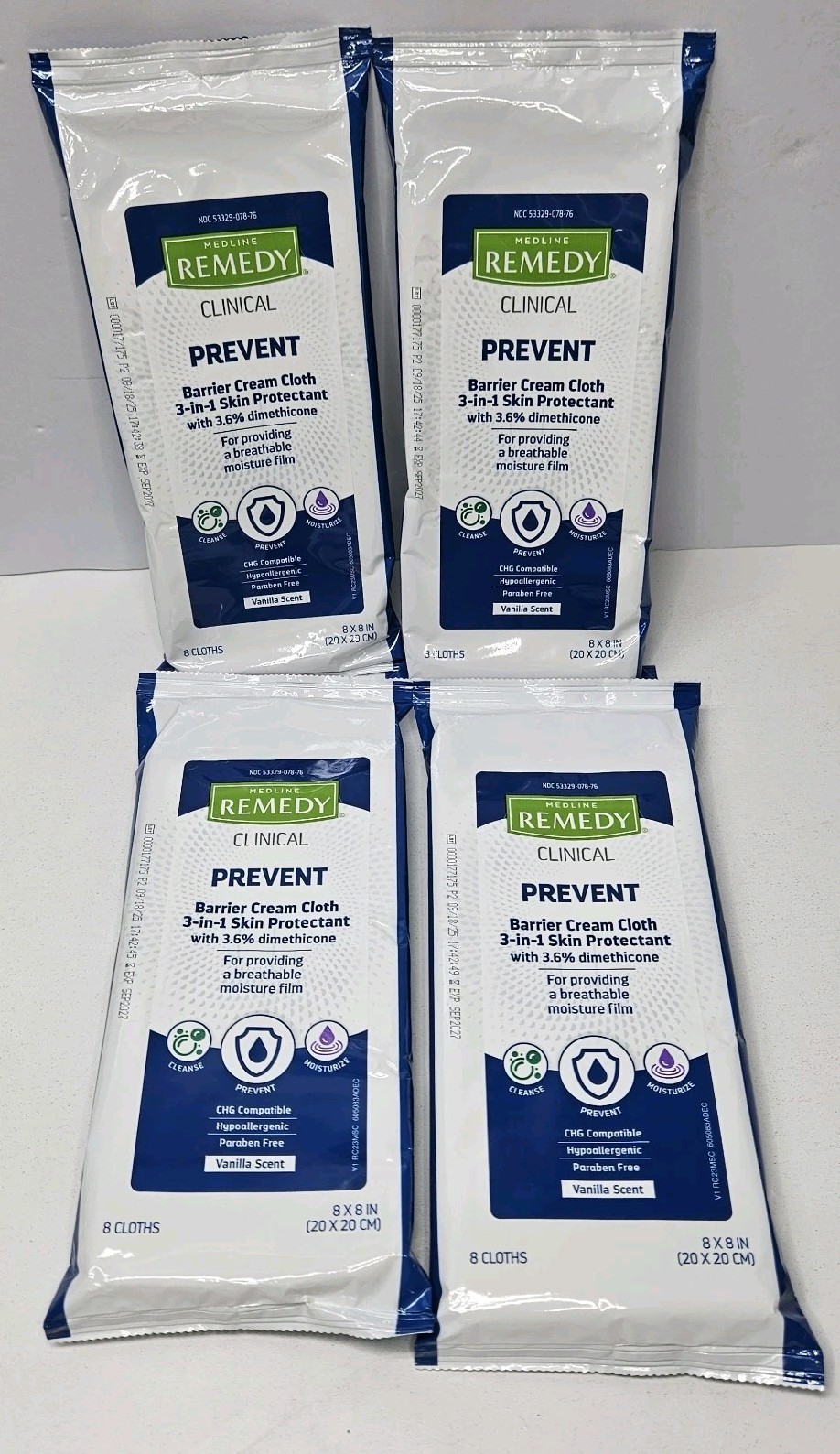 Medline Remedy Prevent Protection Barrier Cream Cloths Vanilla Scent Lot Of 4