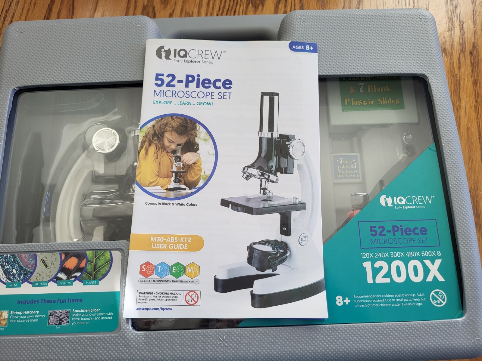 New IQ Crew 52-Pieace Microscope Set - Early Explorer Series - STEM Ages 8+