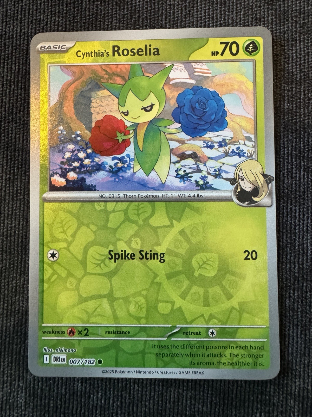 Cynthia’s Roselia 007/182 (Reverse Holo) SV10: Destined Rivals Pokemon Card NM