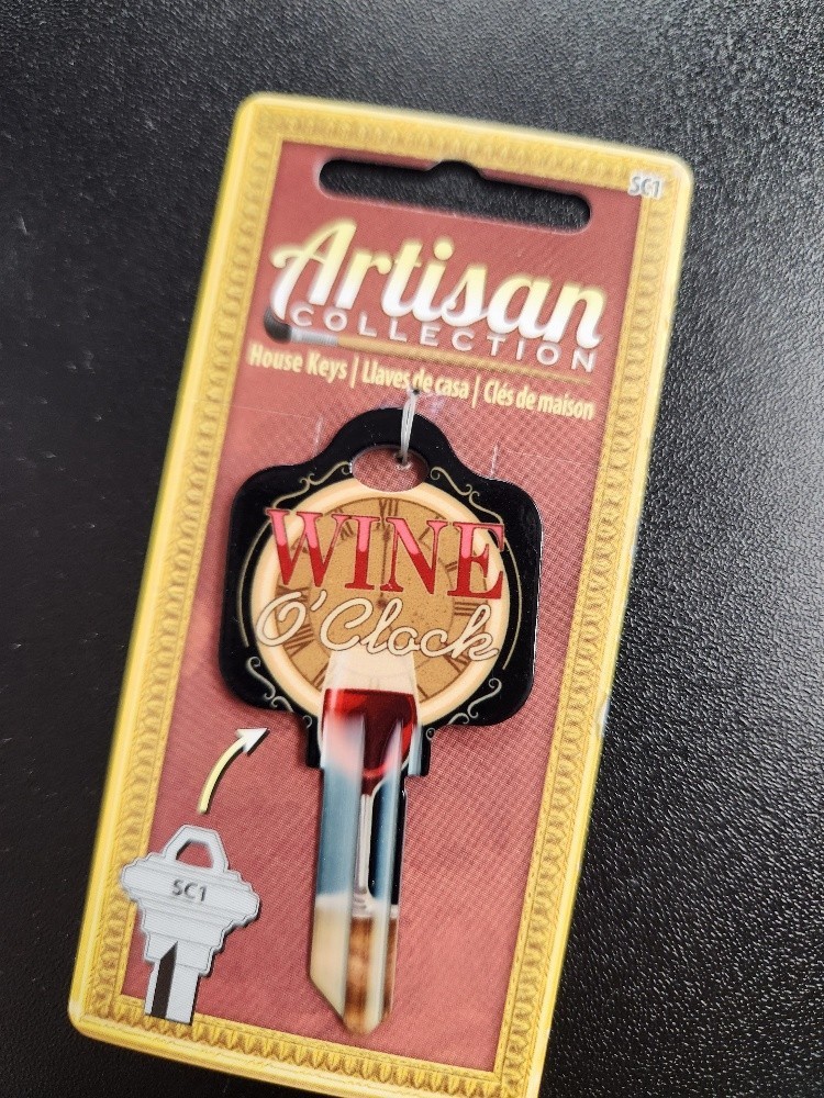 WINE O' CLOCK PRINTED SCHLAGE SC1 KEYBLANK - READ DETAILS BELOW