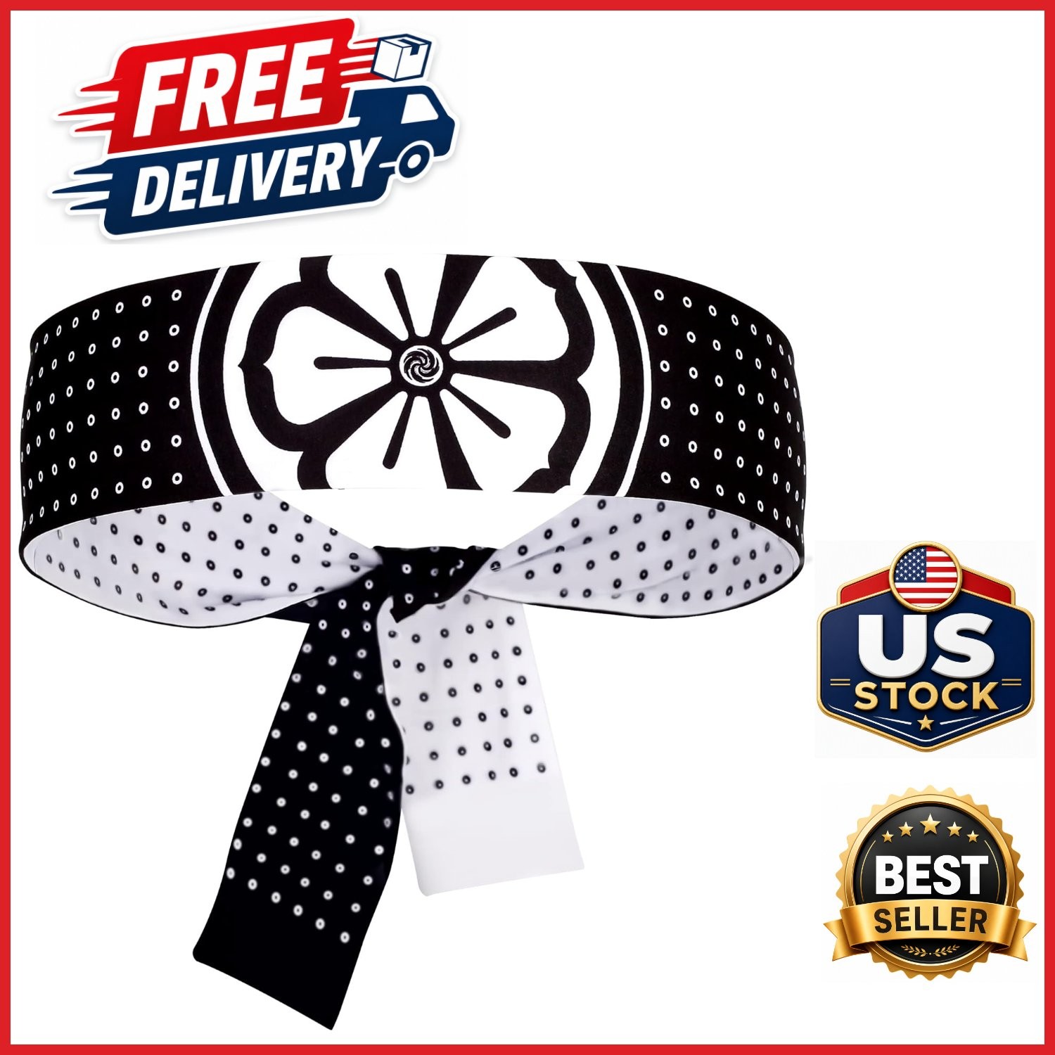 Reversible Warrior Headband for Karate Cosplay Halloween Tornado Pattern