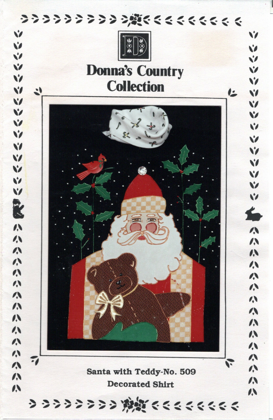 "Santa with Teddy" Donna's Country Collection Applique Pattern # 509