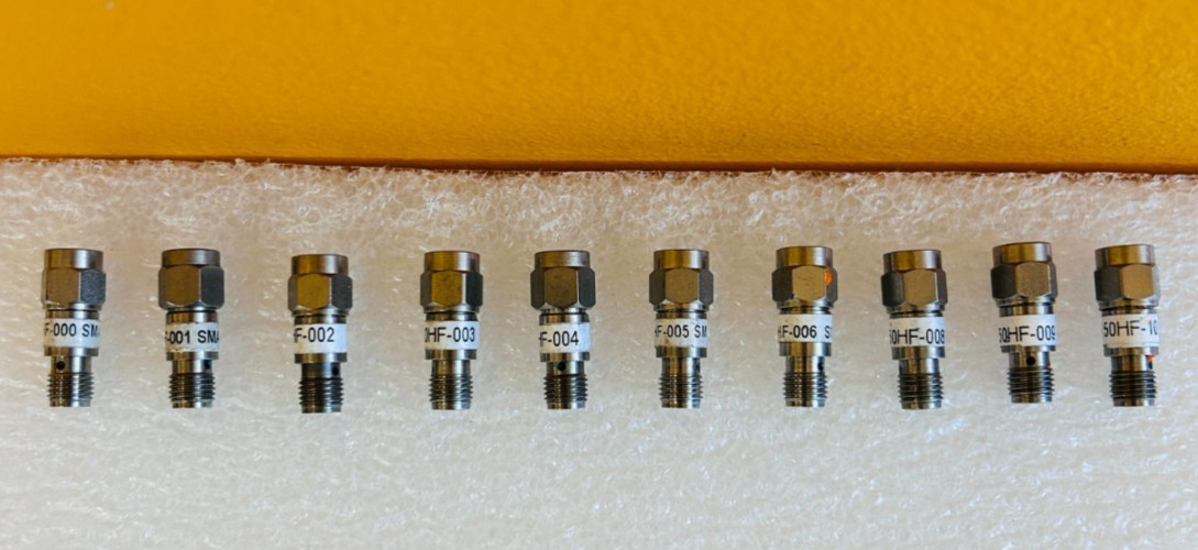 JFW 50HF Series (Set of 10) DC-18 GHz, SMA (M-F) Coaxial Attenuator Set. Tested!