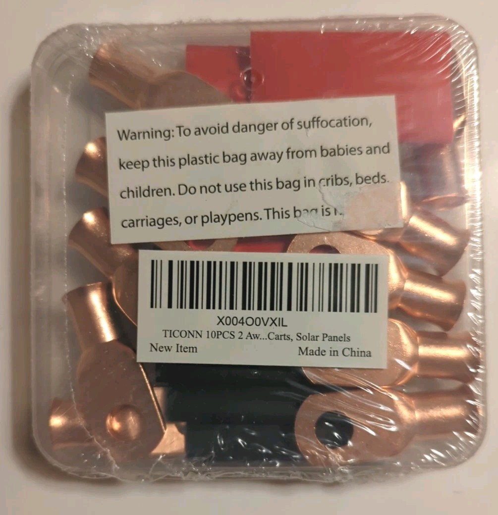 Ten(10)2 AWG-5/16 M8 Battery Cable Heavy Duty Lug Ends,Copper Heat Shrink Tubing