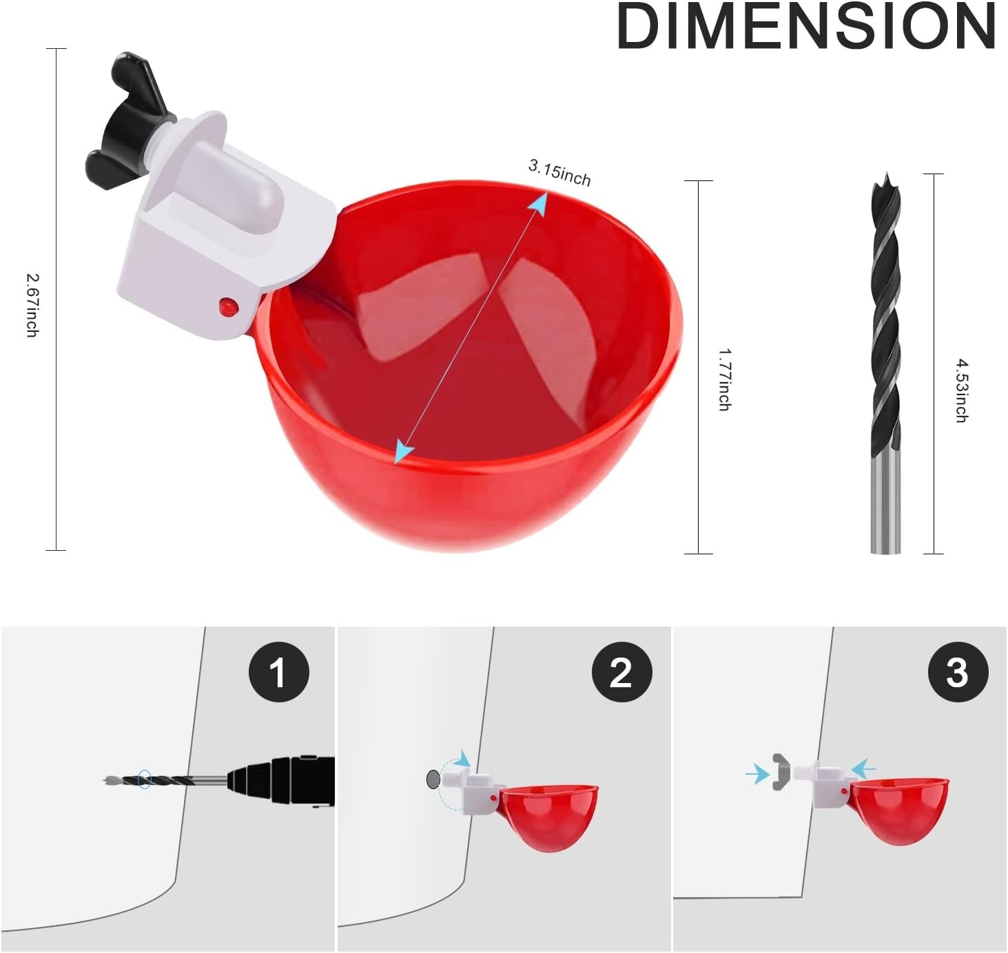6-Pack Chicken Waterer Cups - Gravity-Fed Design for Poultry Protection