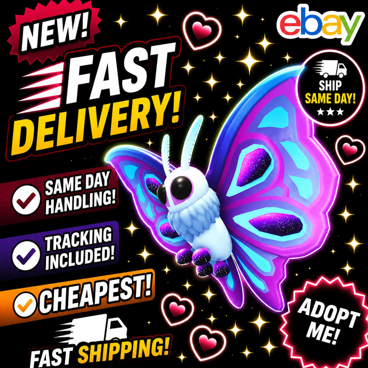 Moonlight Moth / All Variations! FR, NFR, MFR, Neon, Mega - Adopt From Me