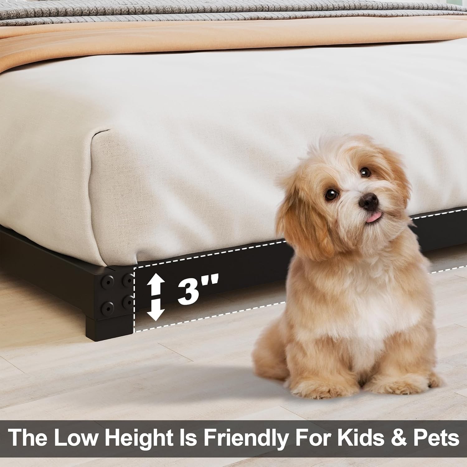 3 Inch Low Twin Bed Frames Heavy Duty Metal Platform No Box Spring Needed Easy