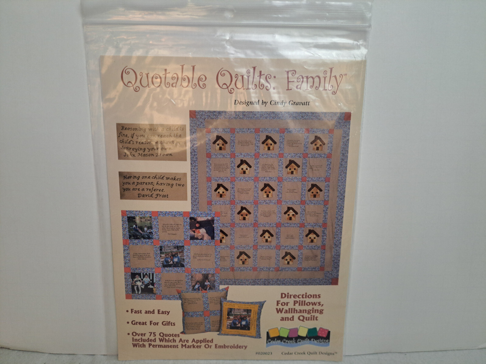 Cedar Creek Quilt Designs Quilt Pattern - Quotable Quilts: Family #020023 Uncut