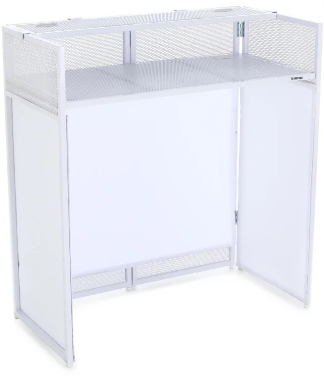 ProX Vista DJ Booth and Workstation with Scrim Kit - White Hardware