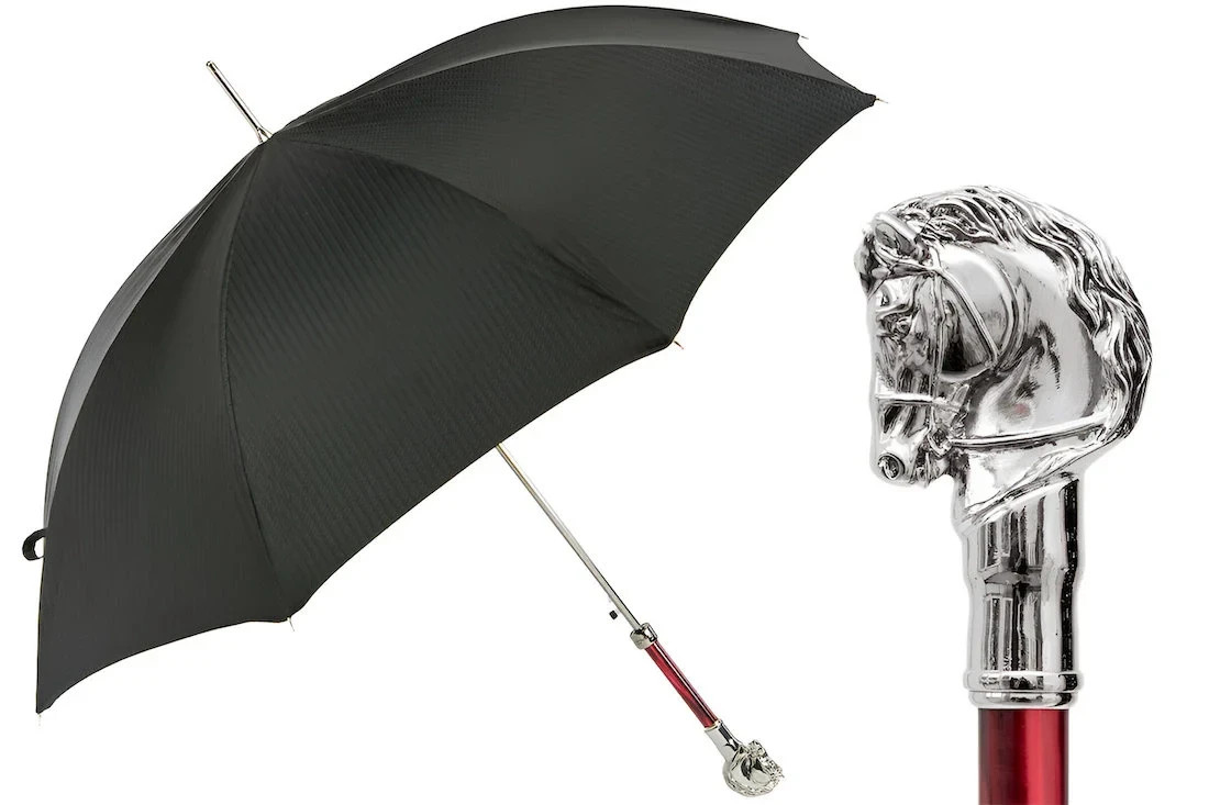 Pasotti Elegant Umbrella with Silver Horse Handle with Gift Box included New