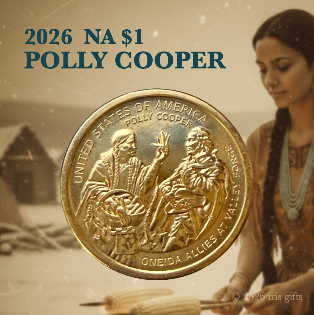 🆕2026 Native American $1 Coin / Polly Cooper🌽 / Picture cards included