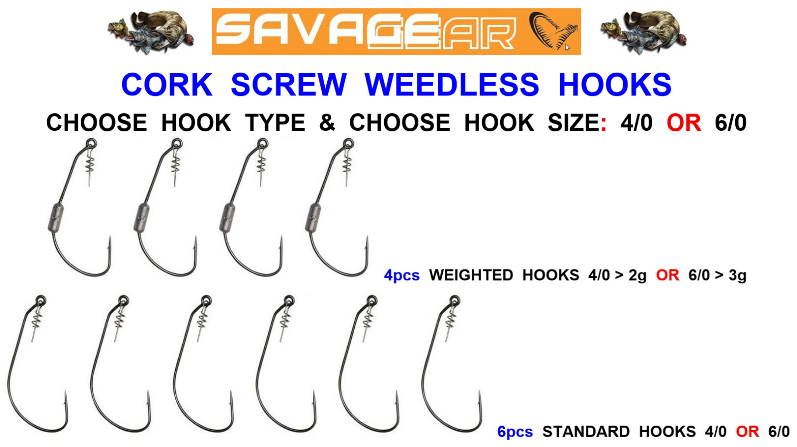 SAVAGE GEAR CORKSCREW WEEDLESS HOOKS GRAVITY STICK BLACK MINNOW SANDEEL V2 TAILS