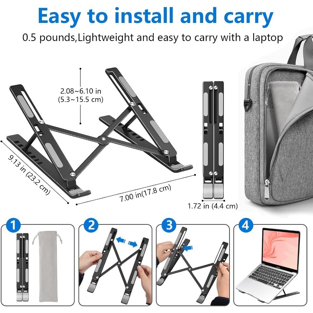 Laptop Stand for Desk, Aluminum Metal MacBook Stand, Computer Riser for Desk,