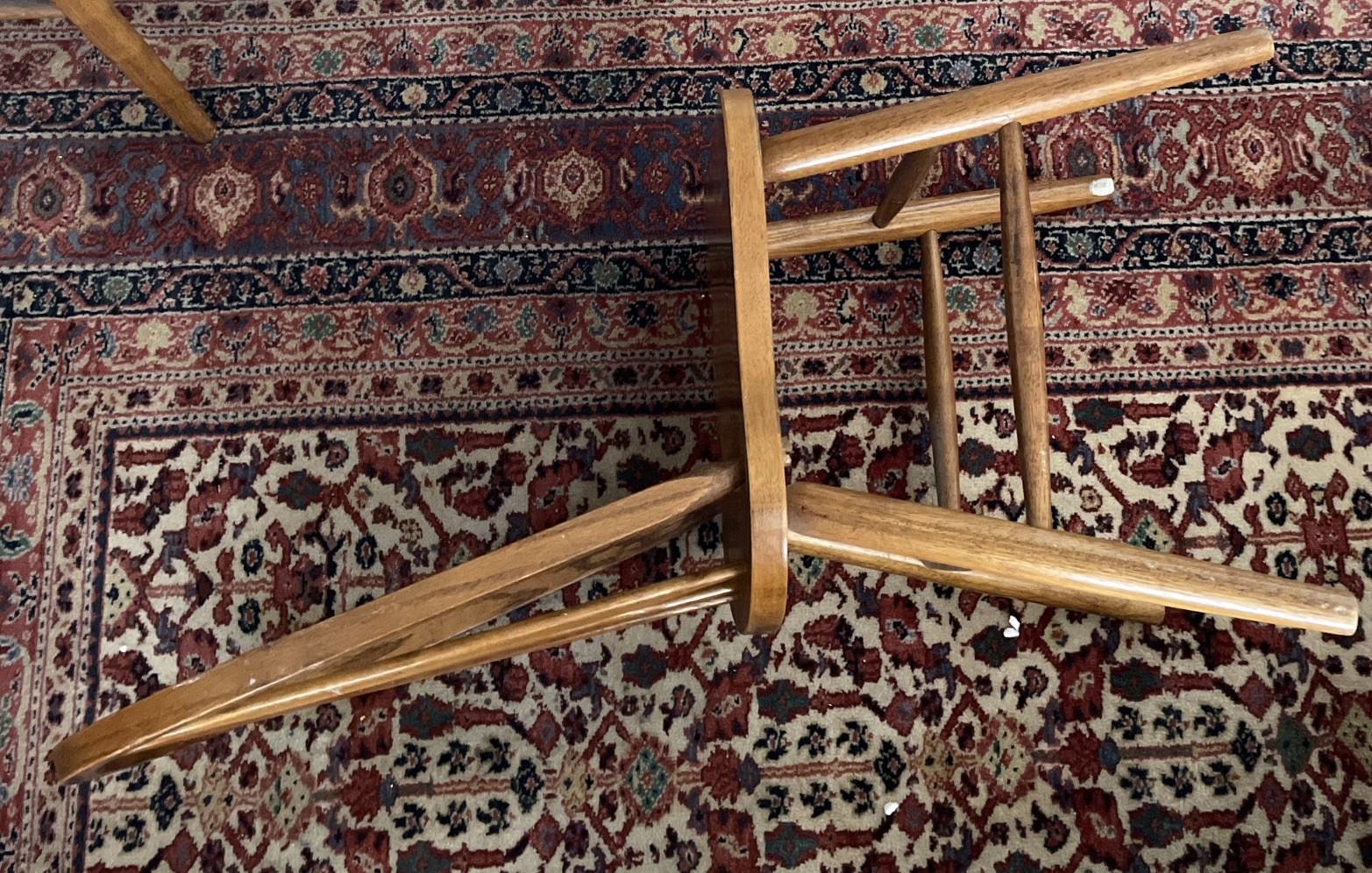 Vintage Solid Oak Dining Rectangle 59.25” Table. 4 Arrowback Chairs. Made Taiwan