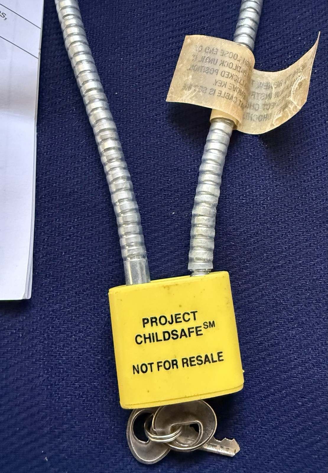 Project Child Safe Cable Gun Lock with 2 Keys New in Original Package