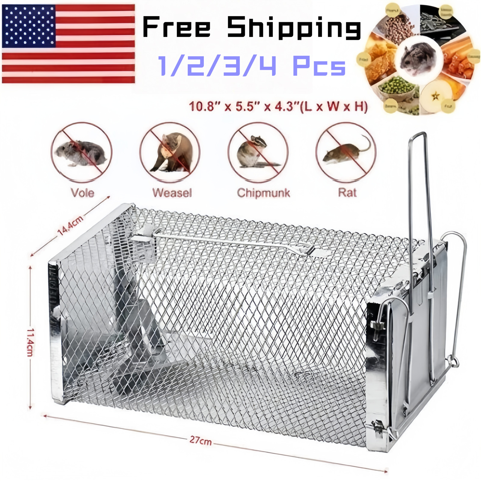 USA Mouse Trap Rat Trap Rodent Trap Live Catch Cages - Easy to Set Up and Reuse