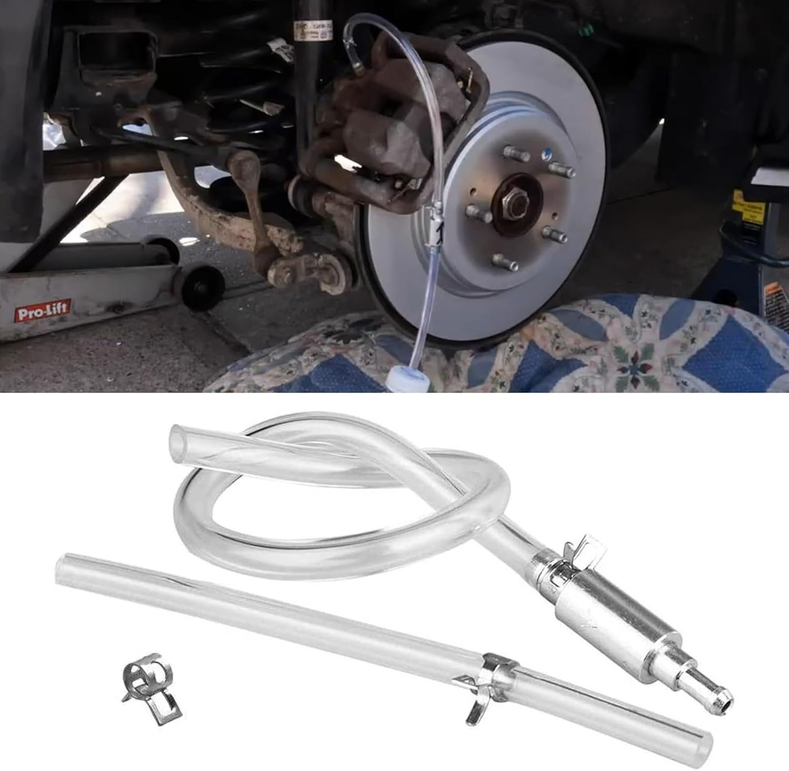 Brake Fluid Bleeder Kit with Transparent Hose and One Way Valve for Motorcycle