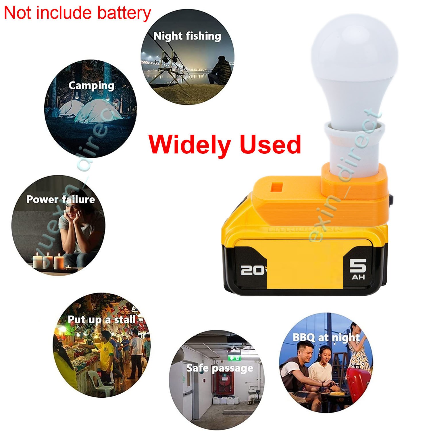 Portable LED Work Light For Dewalt 20V Lithium Battery E27 Bulb Lamp Cordless US