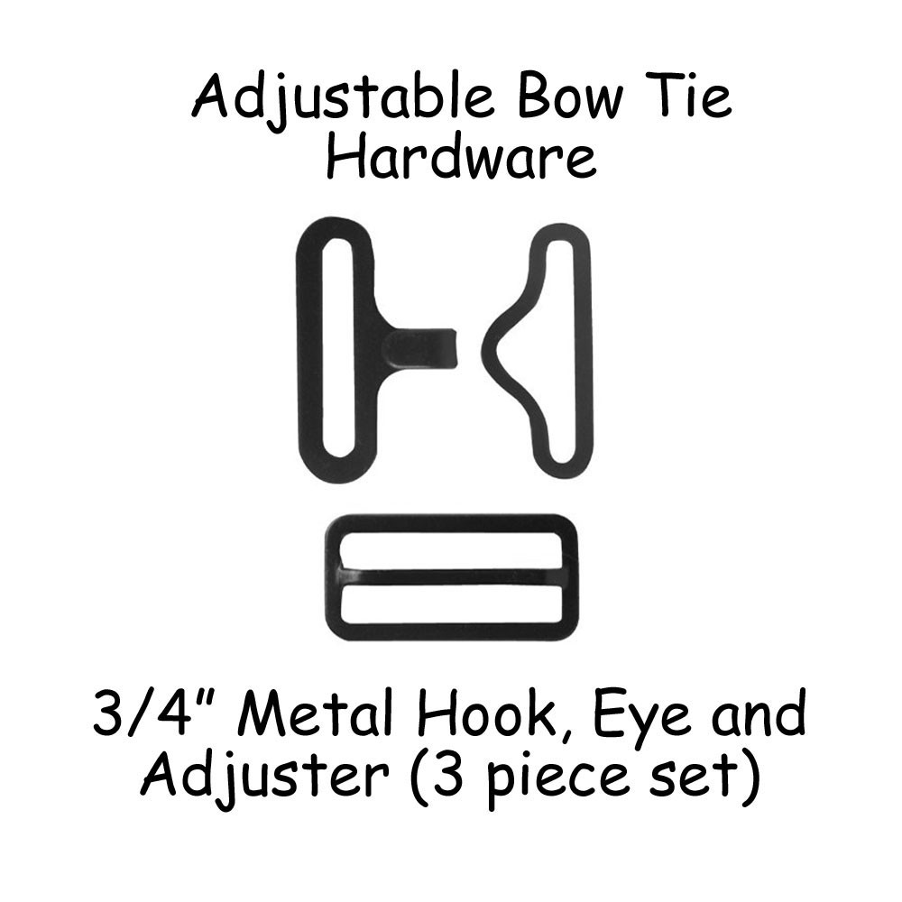 100 Sets Adjustable Bow Tie / Necktie Hardware Clips - 3/4" (19mm) Black Metal