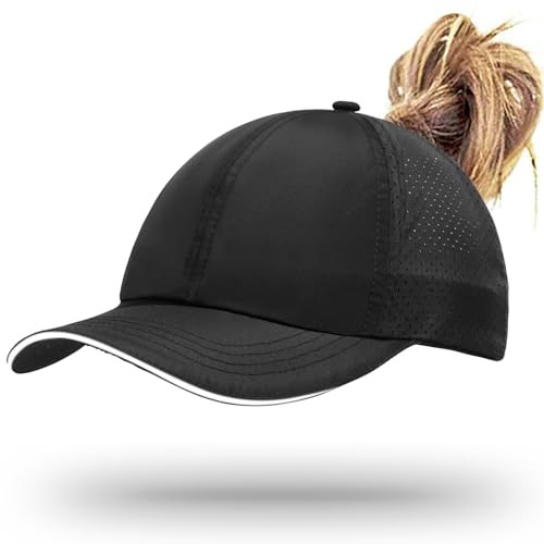ZTL Women's High Ponytail Baseball Cap One Size Reflective Trim - Black