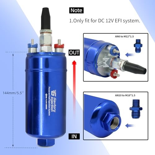 Universal External Inline Electric Fuel Pump High Flow 300LPH Blue with Bracket