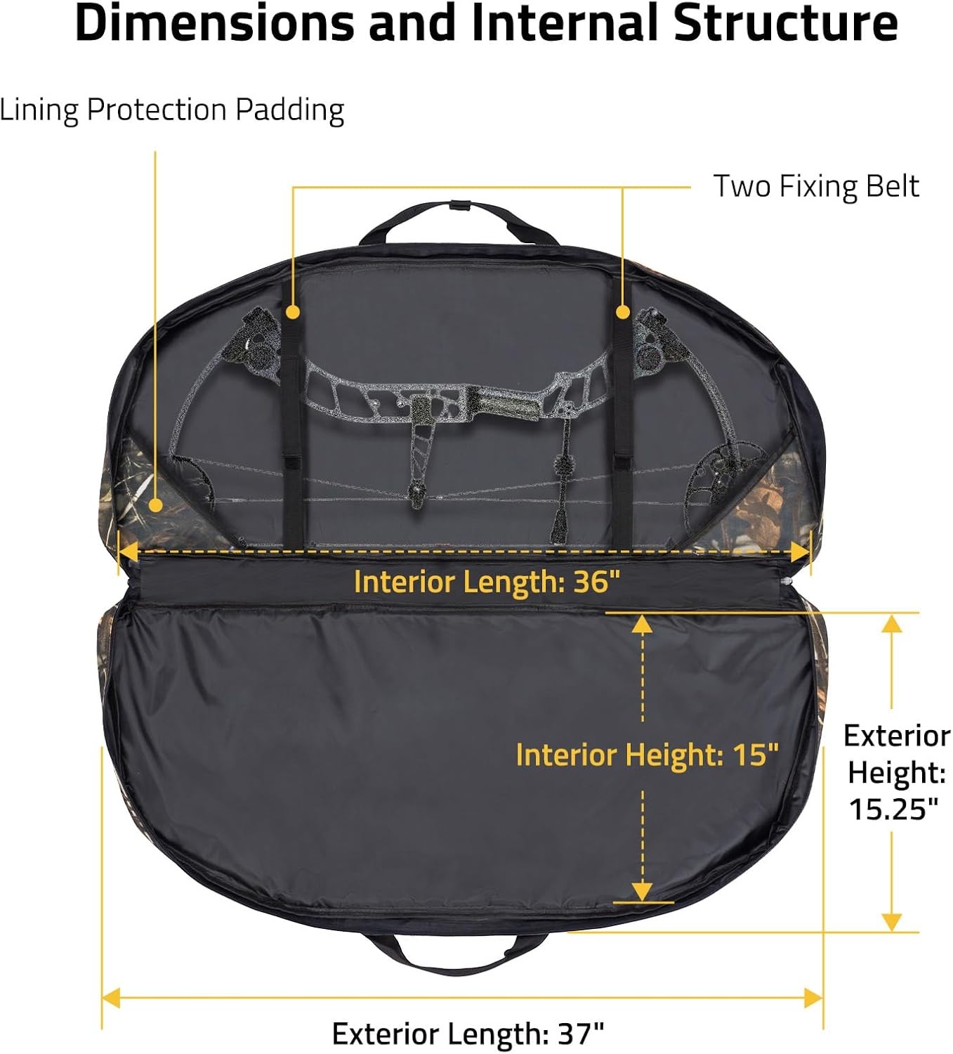 37" Soft Compound Bow Case with Backpack Strap and Arrow Pocket Padding