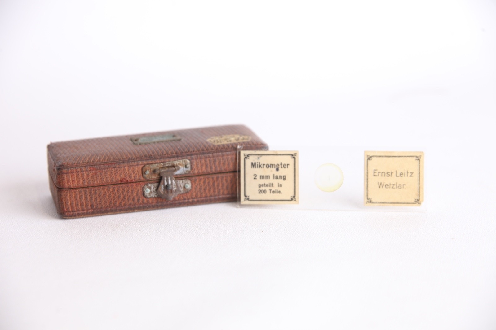 E.Leitz Wetzlar Micrometer 2mm Long Micrometer Glass Measuring Slide CASED