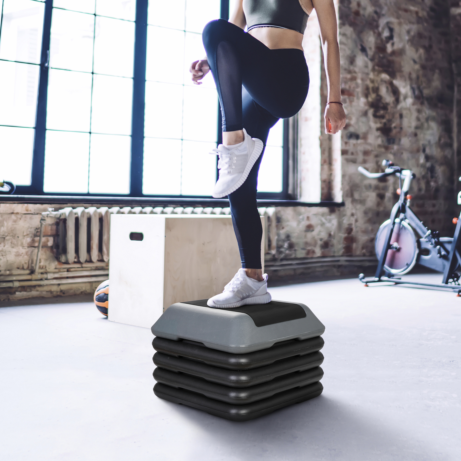 Multi Sizes Vibration Step Aerobic Power Platform with 4 Risers for Exercise GYM