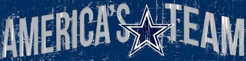 Dallas Cowboys America's Team Slogan Football Wood Sign - NEW 24" x 6" Wall Art