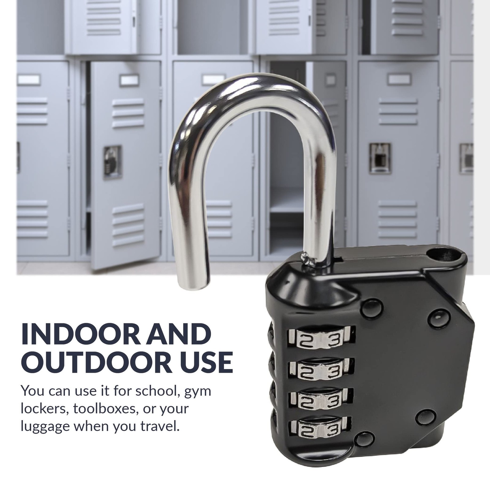 Newhouse Hardware Improved 4-Digit Combination Lock, Black
